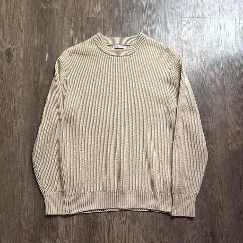 Zara cream ribbed knitted sweater